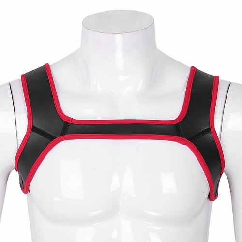 Mens Neoprene Harness Shoulder Strap Muscles Protector Adjustable Club Wear - 第 8/34 張圖片