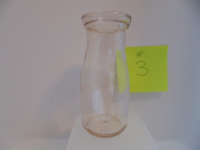 Vintage 1-MNN Half Pint Clear  Glass Milk Bottle 5.50" Tall