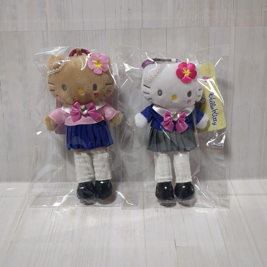Hello Kitty Schoolgirl Style White & Tan SET Mascot w/ Keychain | eBay