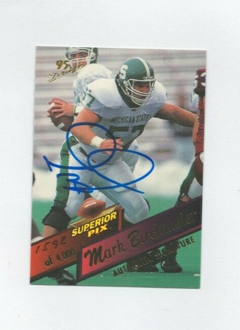 1995 Superior Pix  Mark Birchmeier #97 Rookie Auto 1592 OF 4000  Mich St.