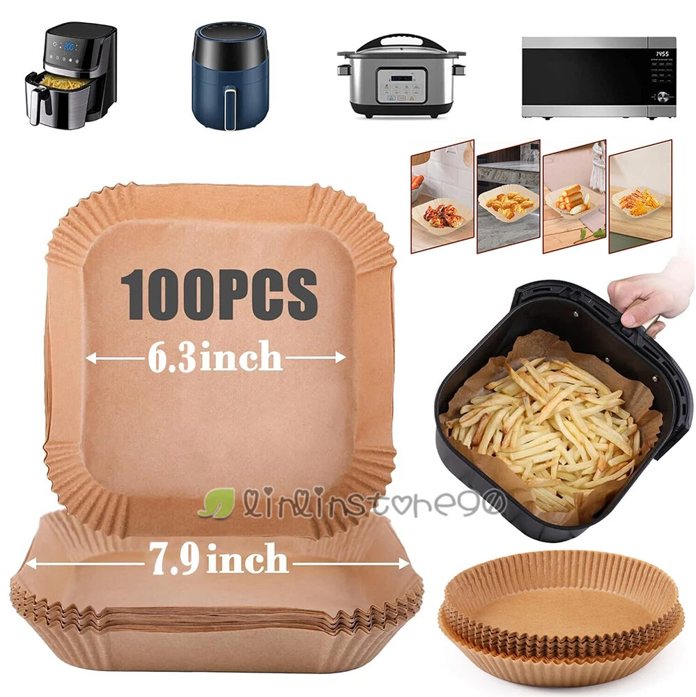 Air Fryer Liners, 100 PCS Disposable Paper Liners, Non-Stick Silicone Oil-proof
