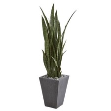 57" Sansevieria Artificial Plant with Slate Planter