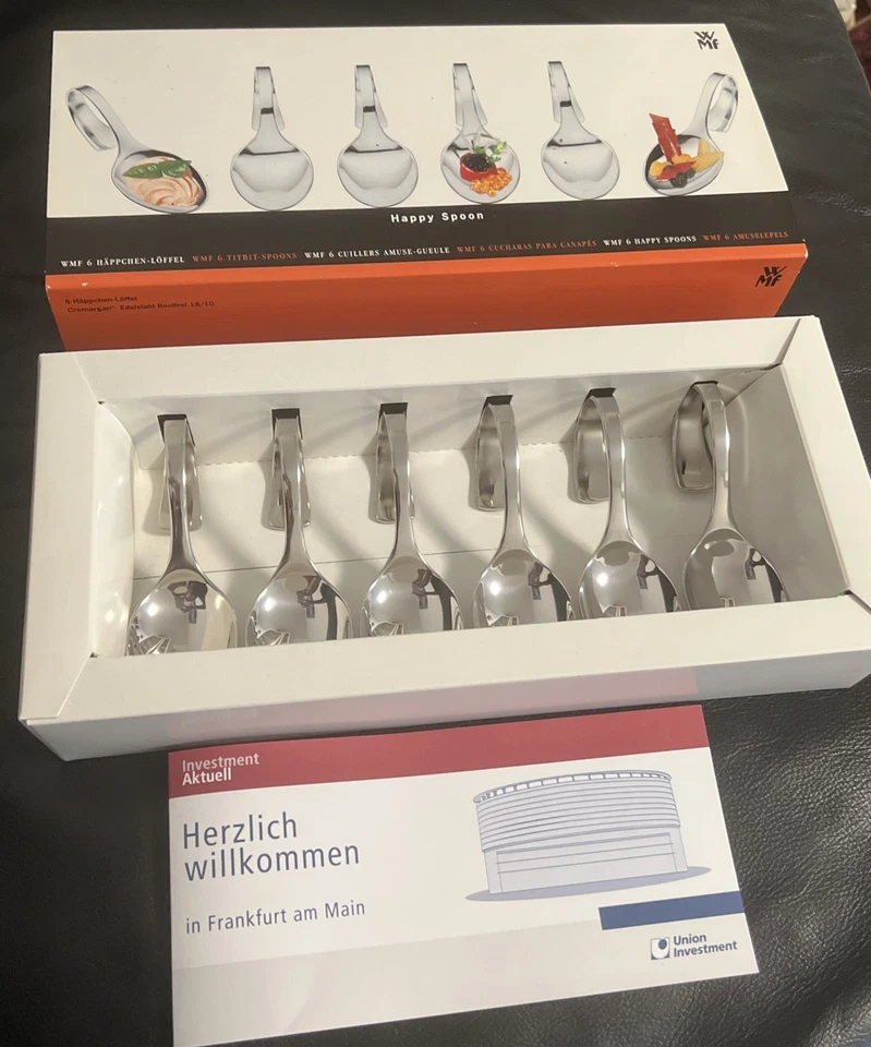 WMF Happy Spoon 6 Häppchen-Löffel Buffetlöffel Servierlöffel Cromargan Neu - Bild 3 von 4