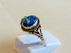 Beautiful 8x6 mm Natural Oval Blue Opal Antique Hand-Made Silver Ring,EUC — photo 4