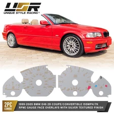 Silver Gauge Face Overlay For 1999-2006 BMW E46 3 Series 2D Convertible / Coupe