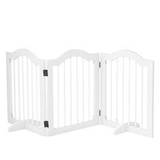 PawHut Freestanding Pet Gate Safety Barrier 3 Pannel w/ Support Feet White