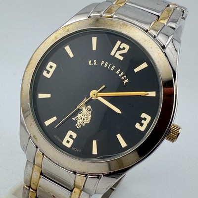U.S. Polo Assn Quartz Watch Men 41mm Dual Tone Japan Analog New Battery 7.75''