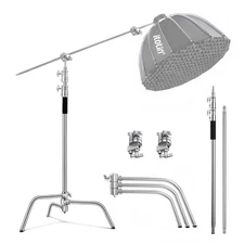 C Stand with Boom Arm Stainless Steel C Light Stands, Max Height 10.5ft/320cm