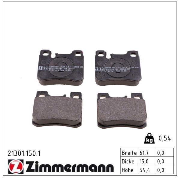 Zimmermann BremsbelÄGe Bremsbelagsatz Hinten FüR MERCEDES-BENZ 124 W124 190 W201-image