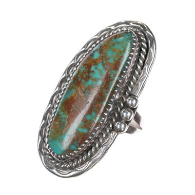sz7.25 Orville Tsinnie Navajo sterling silver Royston turquoise ring