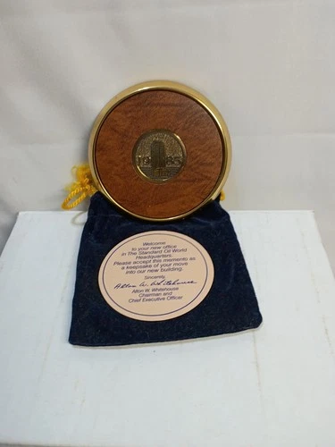 Vintage 1985 Standard Oil World Headquarters Coaster Brass
