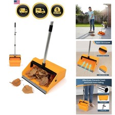 Large Commercial Dustpan with Comb  Long Handle Upright Heavy Duty Dust Pan Ou...