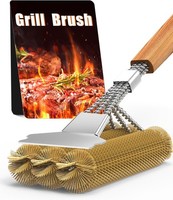 GrillbüRste Messing Edelstahl Schaber 39Cm Holzgriff Grill ZubehöR