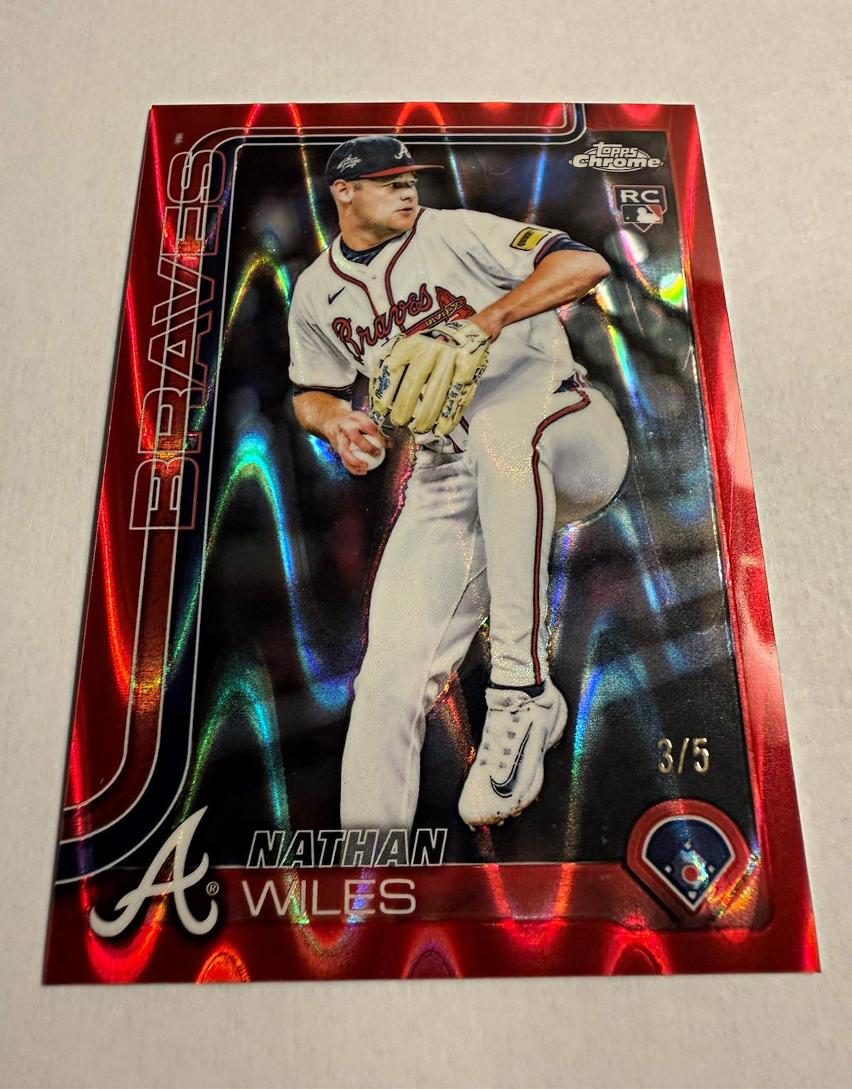 2025 Topps Chrome Update Nathan Wiles RC #USC172 Red RayWave 3/5 Atlanta Braves