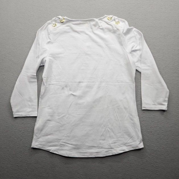 Michael Kors Women Size Medium White Long Sleeve Top Grommet Detail NWT thumbnail 12