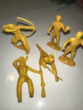 Vintage Yellow MPC Marx Cowboys Indians Plastic Figures Lot Of 5 1960s