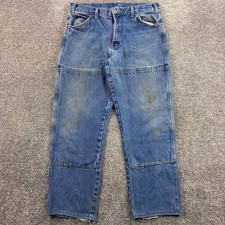 Vintage Dickies Double Knee Carpenter Jeans Mens 36x32 Blue Denim Loose Work