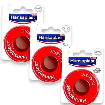 3x Hansaplast Heftpflaster Classic 3x 5m x 2,5cm braun Plaster Verbandsmaterial - Bild 1 von 4