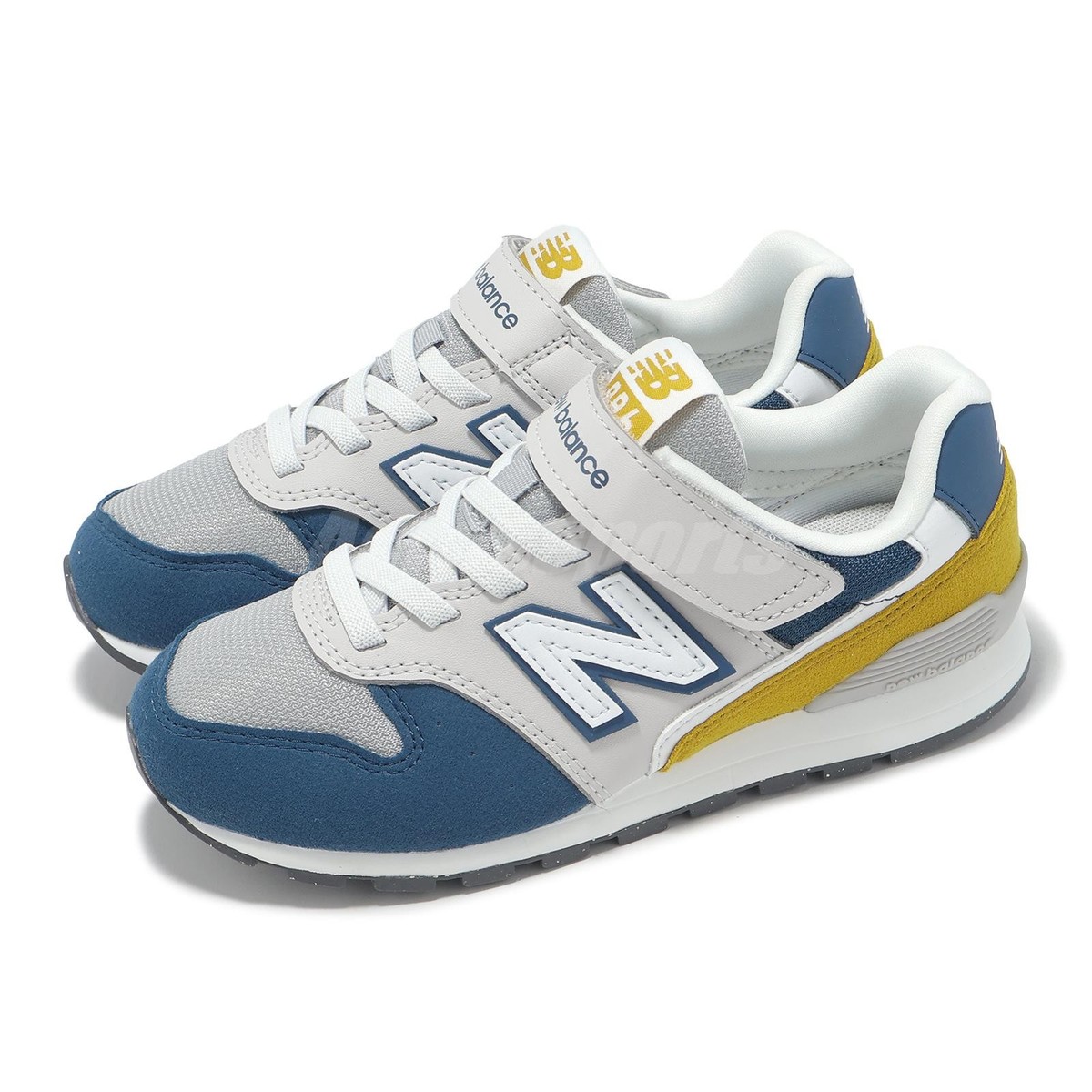靴 New Balance 996 28.0 New Balance 996 Wide NB Grey Blue Kids Preschool Casual Strap