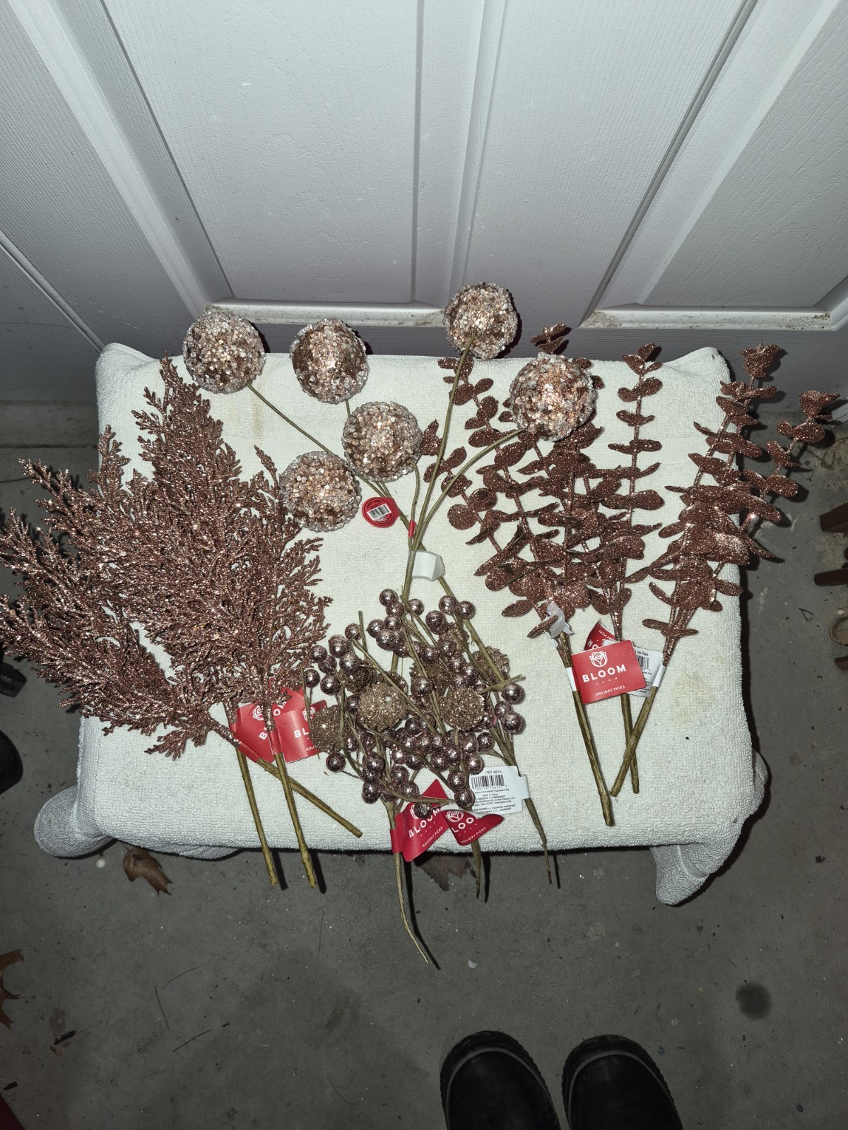 Rose Gold Floral Decor, Roses, Winter Glittery For Arrangements Or Wreaths