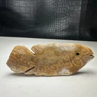 Natural Crystal Mineral Specimen. Coral jade. Hand-carved FISH .Statue.BO