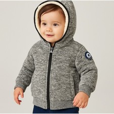 Ben Sherman 12M Boys Hooded Sherpa-Lined Grey Jacket   Warm, Stylish, Authentic