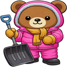 30 Custom Pink Winter Bear Personalized Address Labels