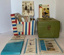 Wilson Wil-Hold Sewing Pattern Craft Storage Box Avocado Green + contents ++