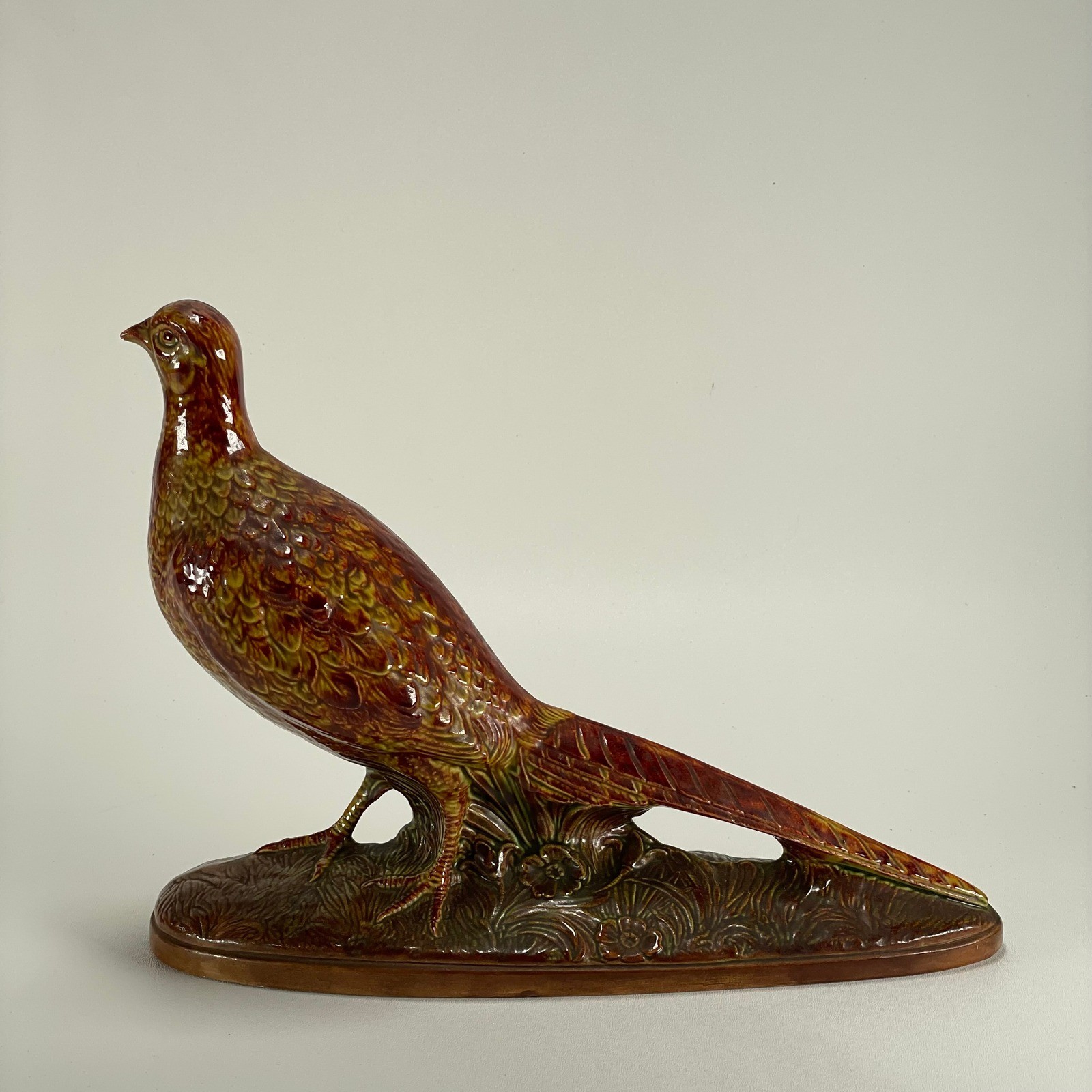 Vintage Ceramic Large Pheasant Figurine Nature Hunting Cottagecore Mantel Decor