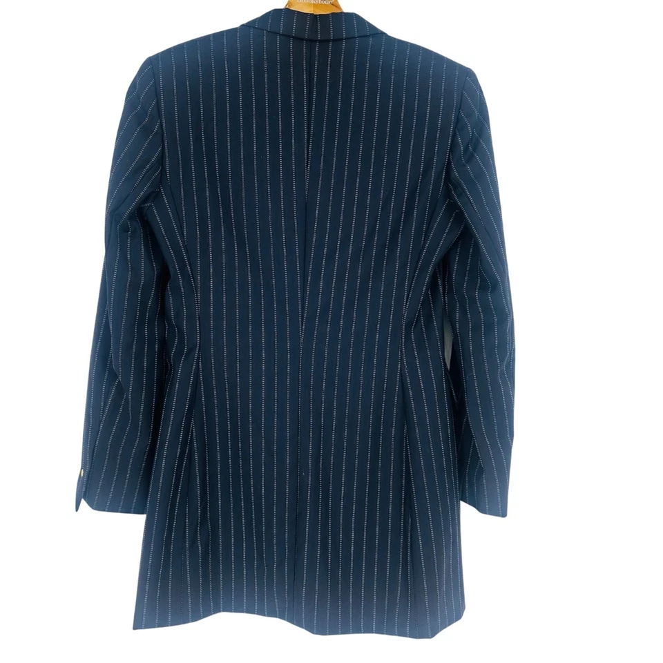 Chaqueta Blazer De Colección Escada Azul Marino Blanco Rayas Ermenegildo Zegna Lana y Seda 36 Foto 2 de 4