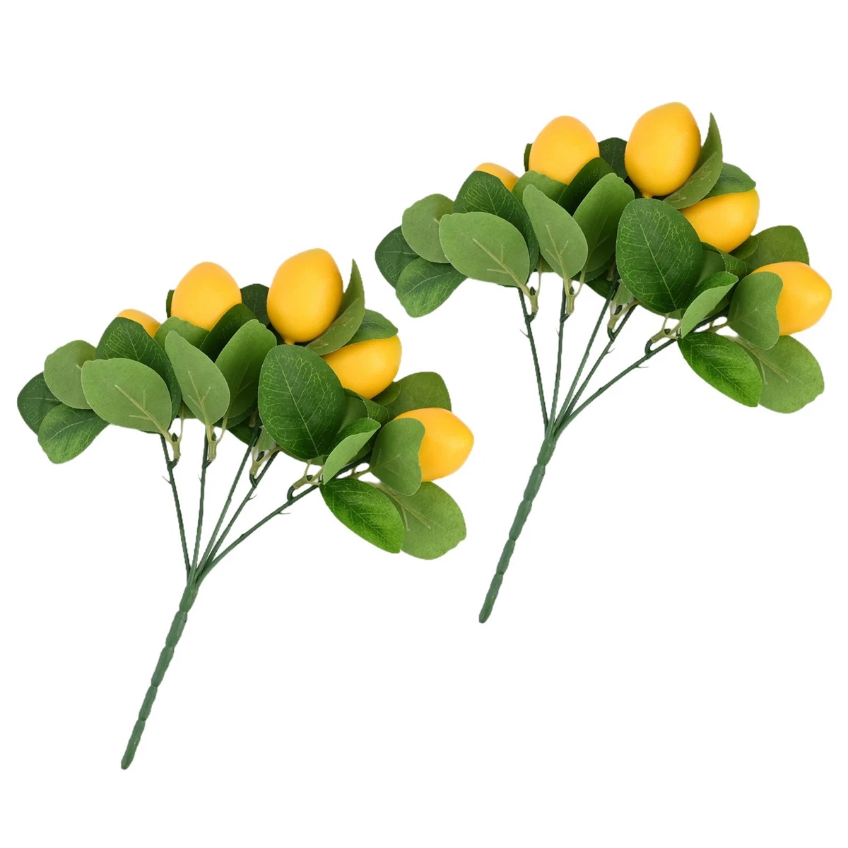 MOTUZP Confezione da 3 rami di limone artificiali, bouquet di frutta finta primaverile per vaso, tavolo, cucina, centrotavola, decorazione per casa colonica, rami di limoni gialli vivaci, fiori