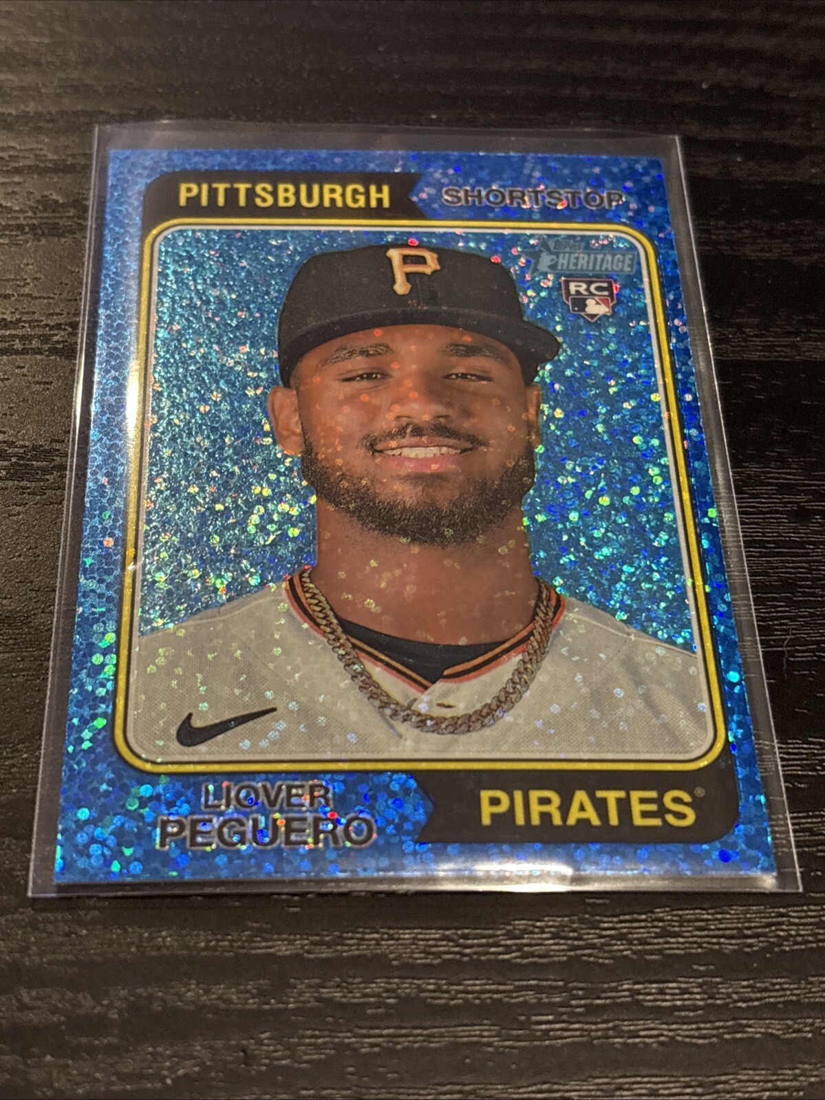 2023 Topps Heritage - Liover Peguero #363 Chrome Blue Sparkle (RC)