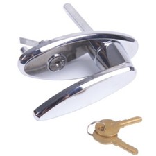 Garage Door Keyed L Handle Lock 360  Rotation Chrome Finish Fit 3/4  to 2  Thick