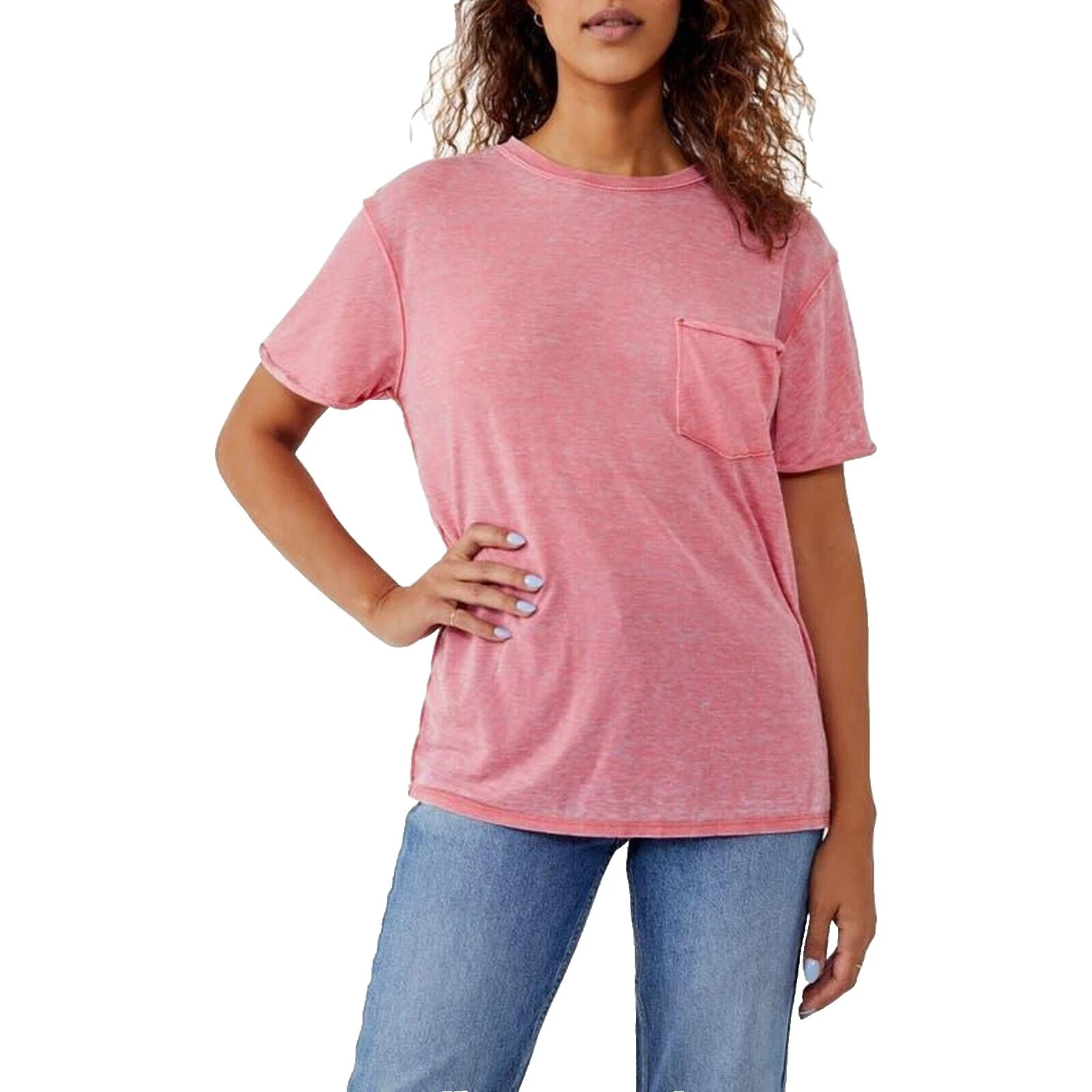 Free People Mescla de Algodão Camiseta Blusas para mulheres