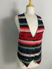 Vtg 80s Jordache Waist Vest Top Multi-Color South Western Style USA S/M