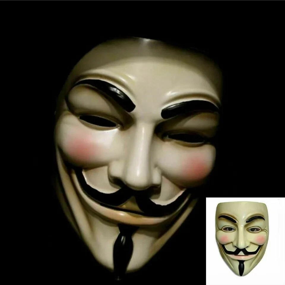 V For Vendetta Mask Cosplay Guy Fawkes Anonymous Mask Halloween Party Prop Resin - Image 4 of 4