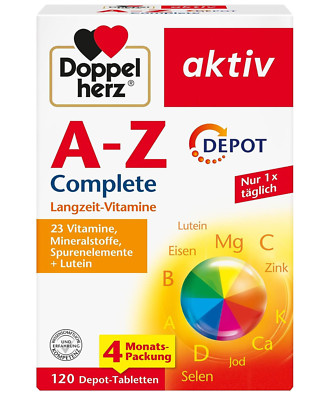   Doppelherz A-Z Depot Complete, Langzeit-Vitamine, Multivitamin 120 Tabletten  