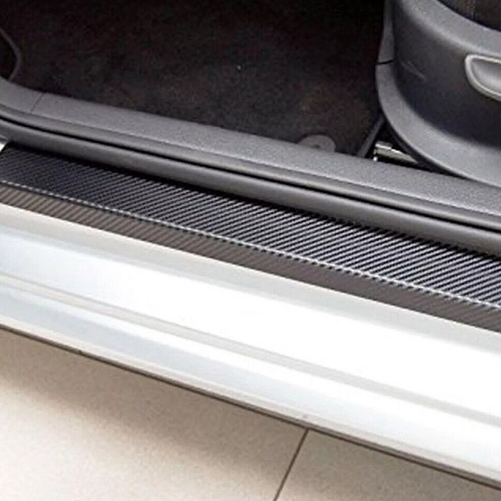 4x Carbon Fiber Car Door Plate Sill Scuff Cover Anti-Scratch Sticker Parts New