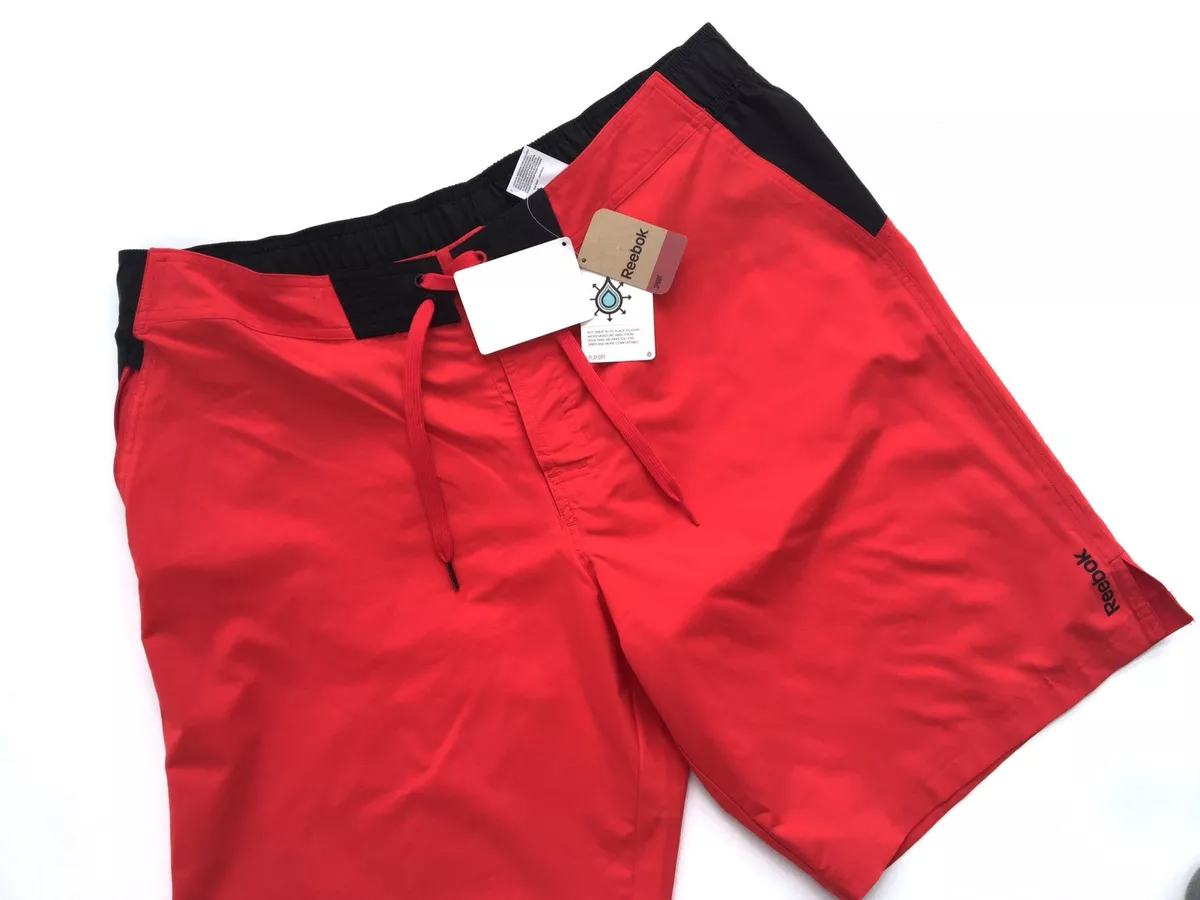 Men s REEBOK CROSSFIT WOR BOARD SHORTS mens Size XL RED BLACK NWT