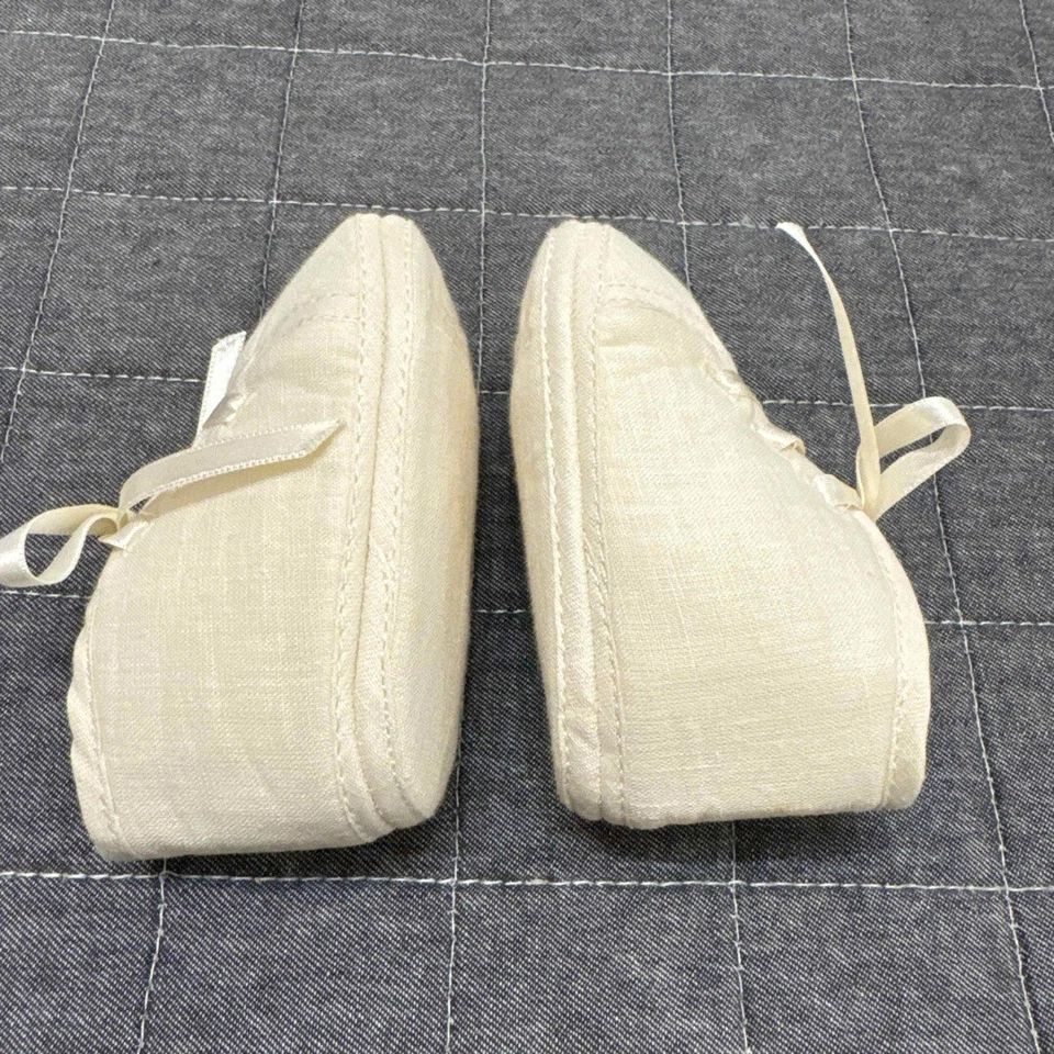 Hermes Baby First Zapatos 100% Algodón Blanco Foto 4 de 4