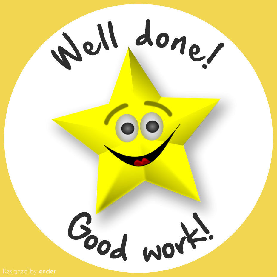 Personalised Gold Star Well Done Reward Stickers for sweet cones. Fast ...