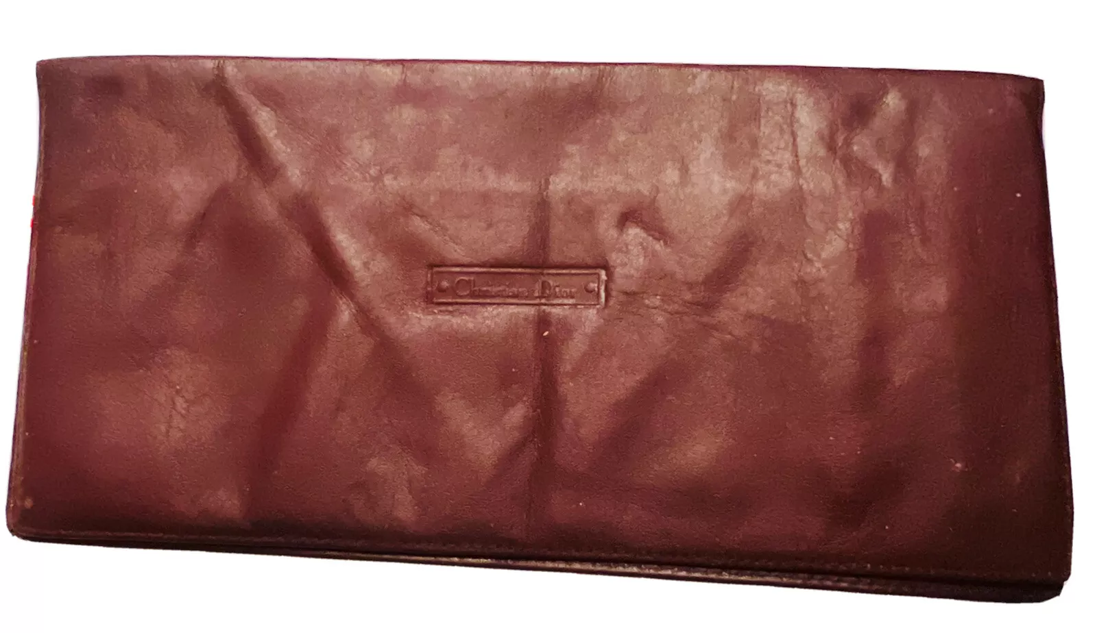 COUVERTURE LIVRE À CHÈQUES CHRISTIAN DIOR FACTURES EN CUIR ROUGE PLIÉES