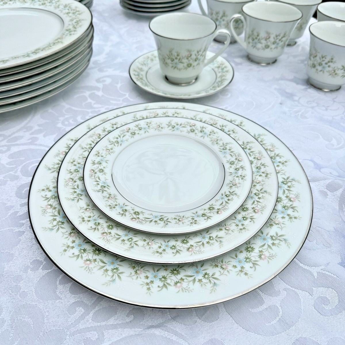 8 Place Setting NORITAKE Savannah 2031 Platinum Rim Set ~ Plus