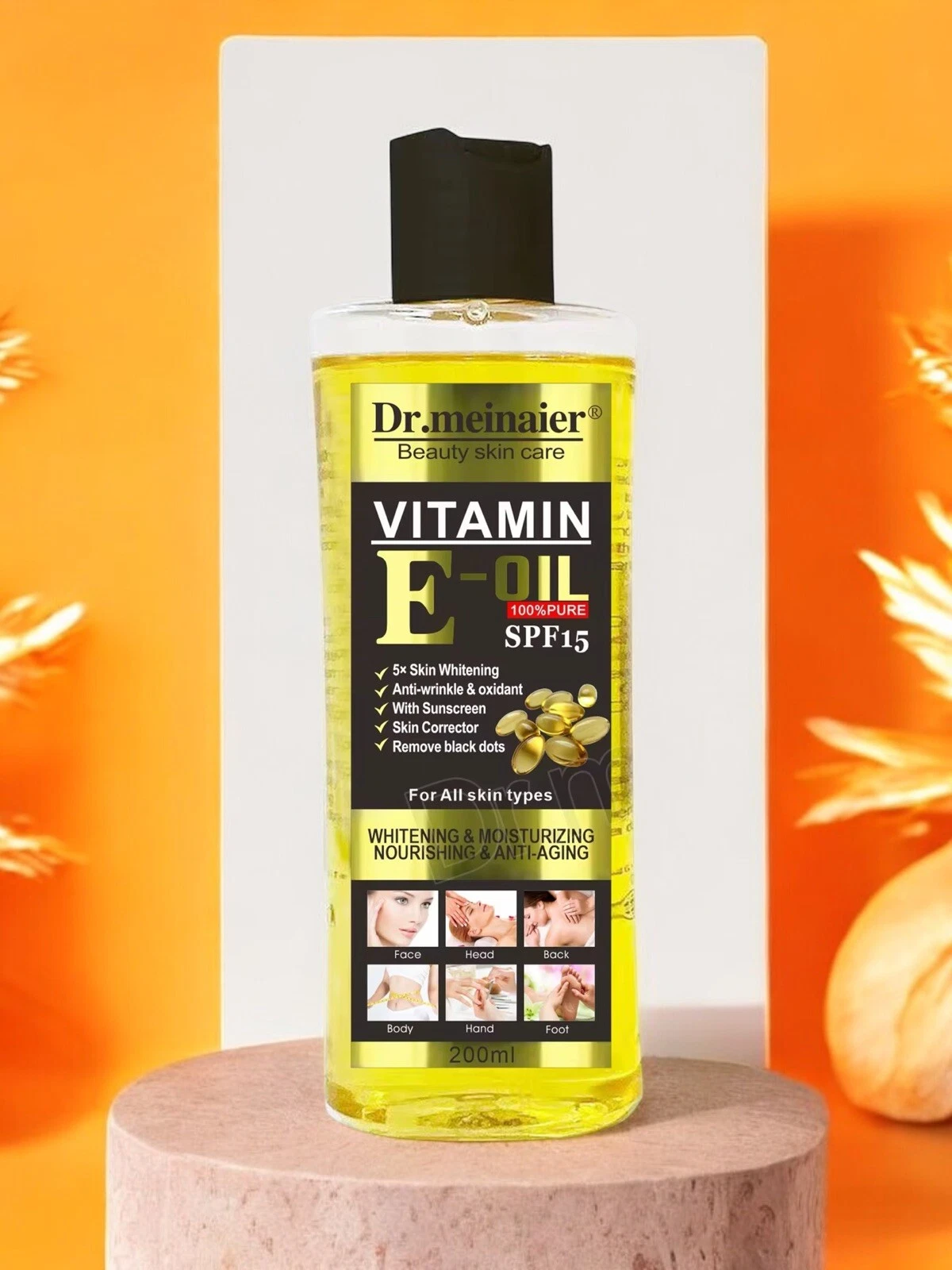 Vitamin E Whitening Body Oil with sunscreen SPF-15 200 ml USA Stock