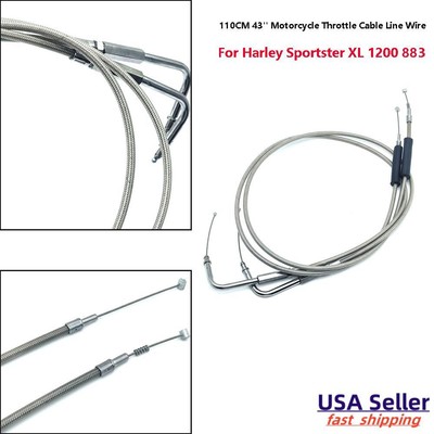 110CM 43'' Motorcycle Throttle Cable Wire Line For Harley Sportster XL 1200 883