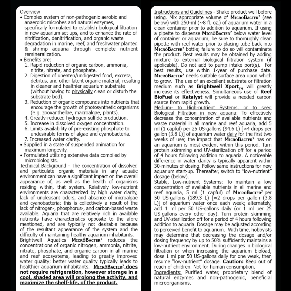 Biocultivo completo Brightwell Aquatics Microbacter7 para pecera o acuario... Foto 2 de 4