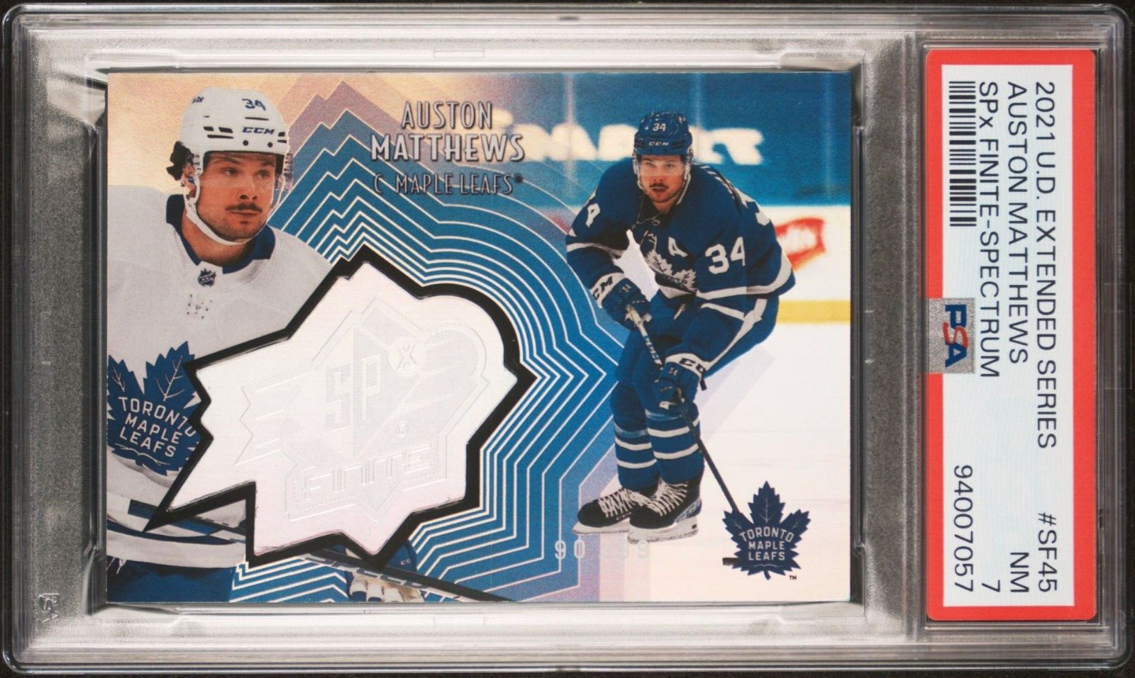 Auston Matthews #SF-45 Hockey Cards 2021 Upper Deck SPx Finite trading card — raw and PSA graded price guide