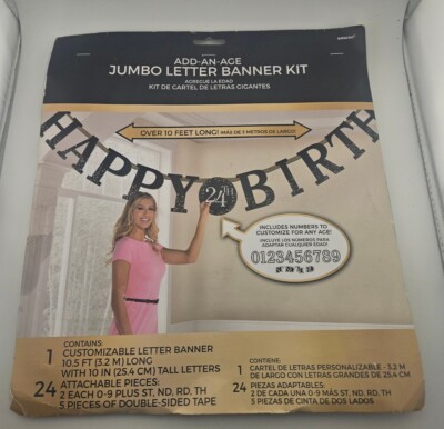 Happy Birthday Banner Customizable Jumbo Letter Add Their Age Kit - New Sealed