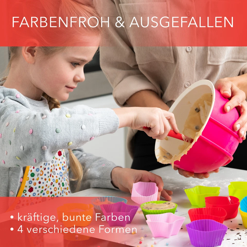 AVANA Silikon Muffinformen BPA-Frei Cupcake Backformen Muffinförmchen 36er Set - Bild 4 von 4
