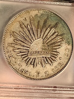 1891-Zs,FZ Mexico 8 SILVER Reales, ICG - GENUINE Chop Marks! GREAT